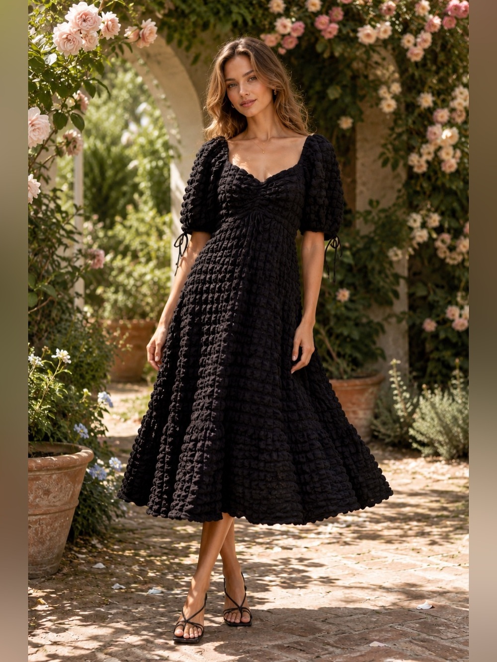 Endless Rose BUBBLE PUFF SLEEVE MAXI DRESS